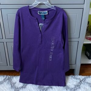NWT simple purple 3/4 sleeve top from Karen Scott size PP/2P!